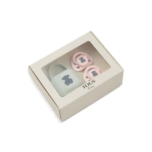 Pacote com 2 chupetas rosa em formato de urso