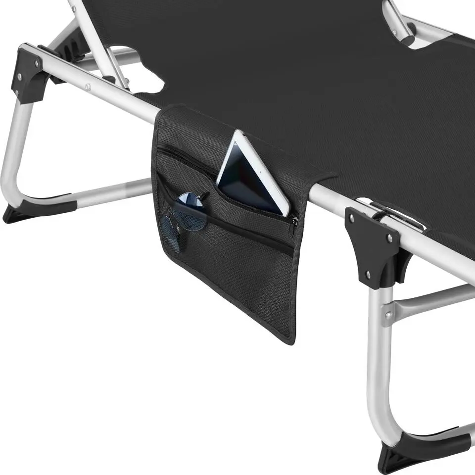 tectake Ligbed Aurelie van aluminium, 6 niveaus, Zwart