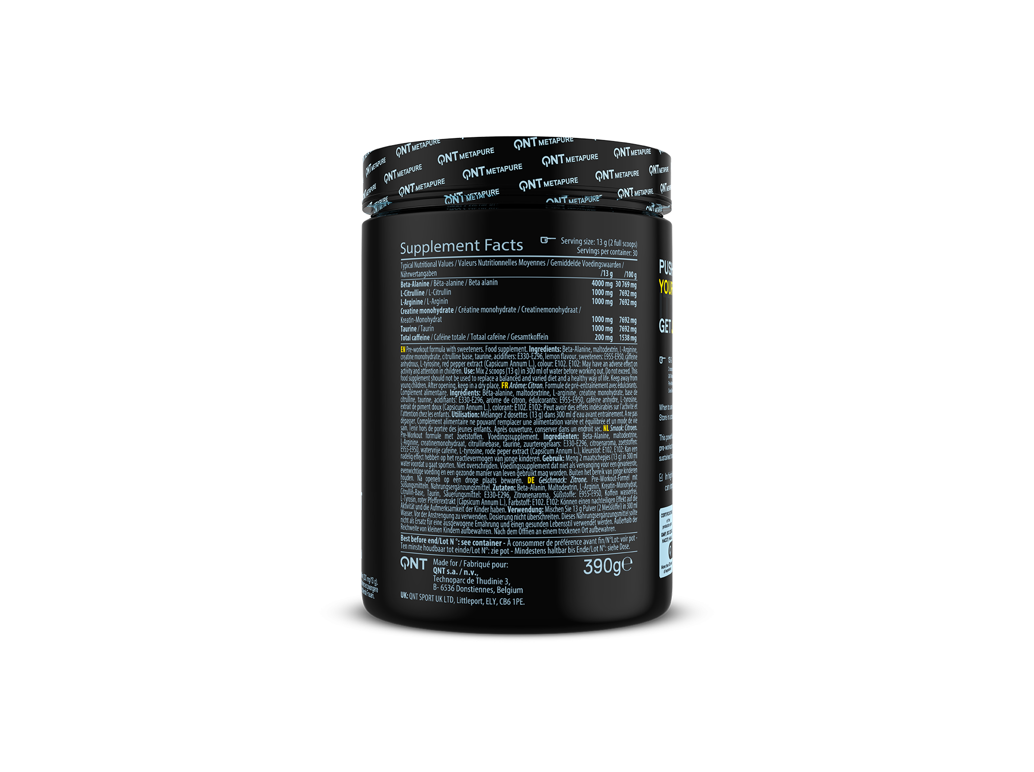PRE-WORKOUT OVERDRIVE QNT LIMONADA DOCE 390GR