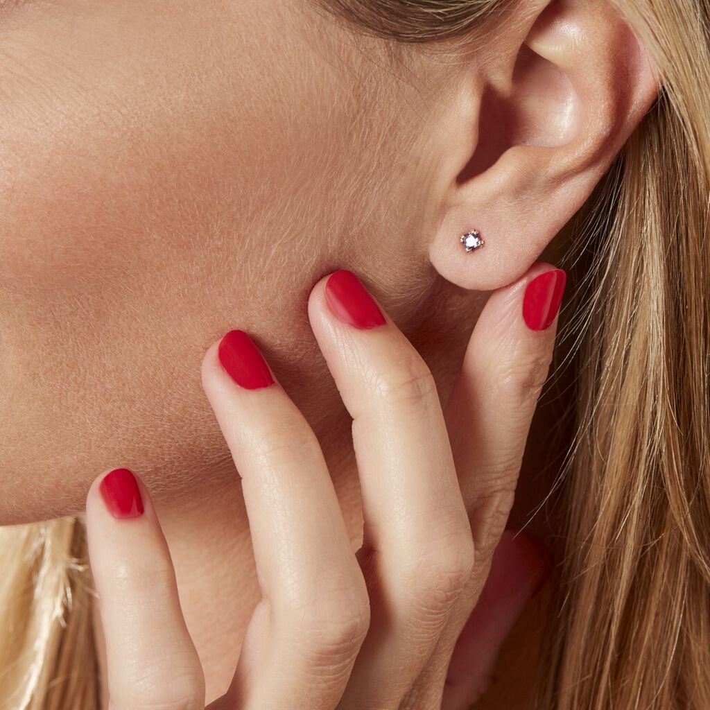 Boucles D'oreilles Puces Doreen Carre Or Jaune Oxyde De Zirconium