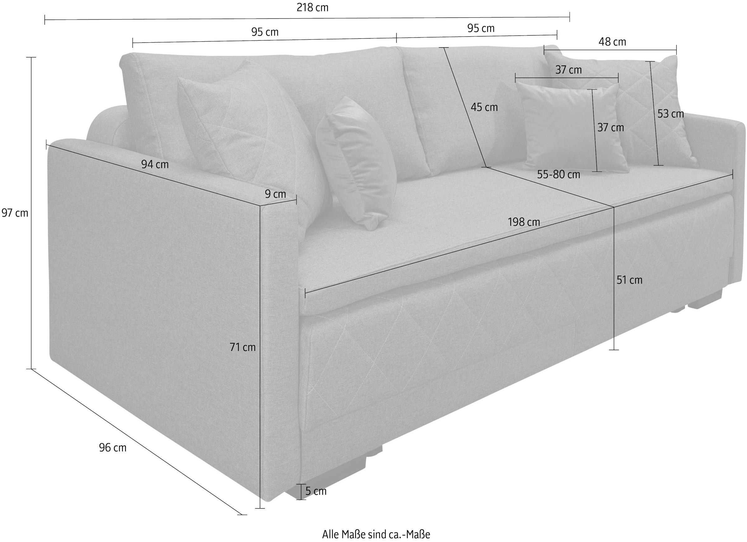 INOSIGN Schlafsofa »Potsdam« mit Boxspringaufbau, Bettfunktion & Bettkasten, Dauerschlafsofa