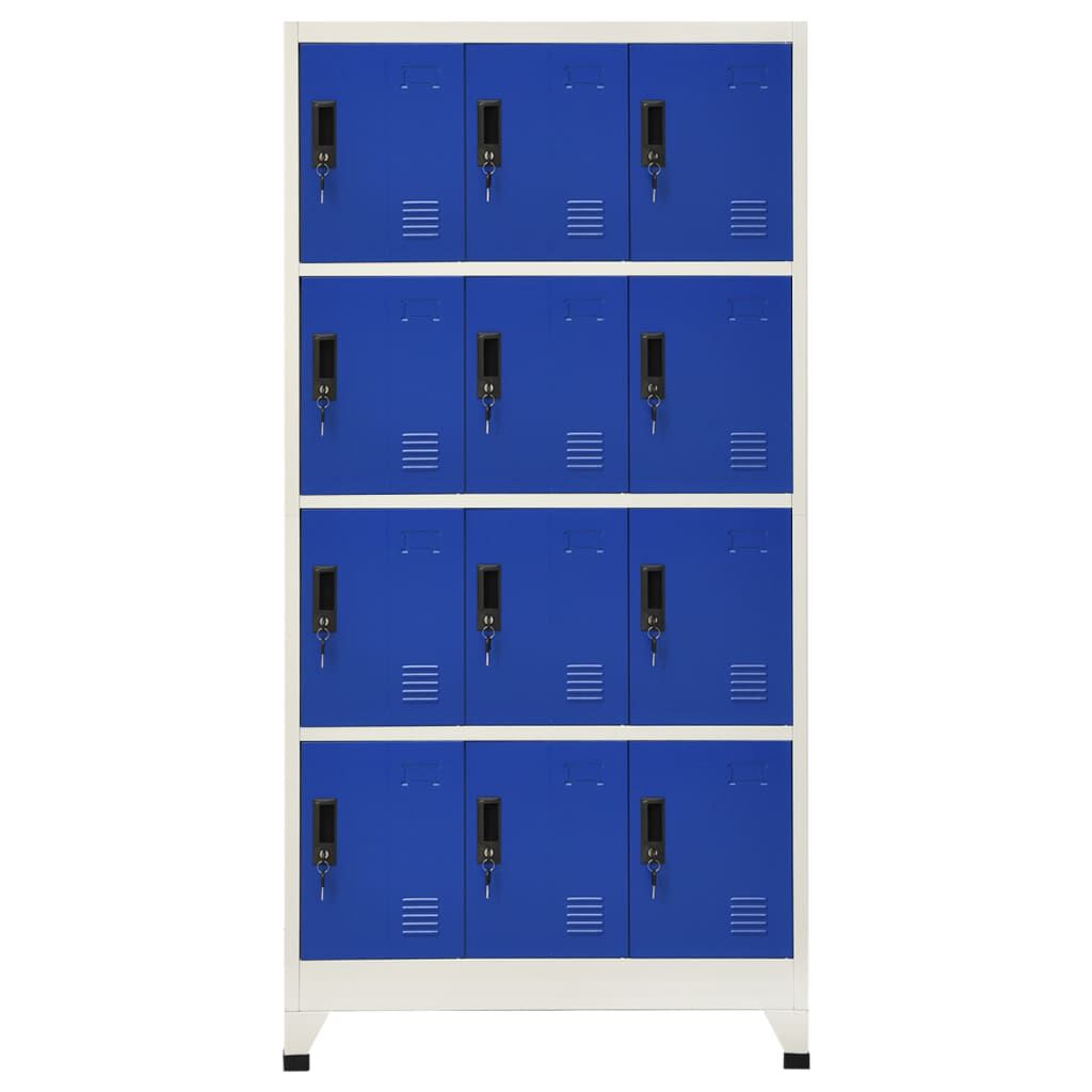 vidaXL Afsluitbare kast grijs/blauw 90x45x180 cm staal