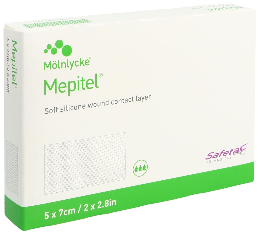 MEPITEL Wundauflage<br>5 Stück, Beutel, 5x7cm, Silikon