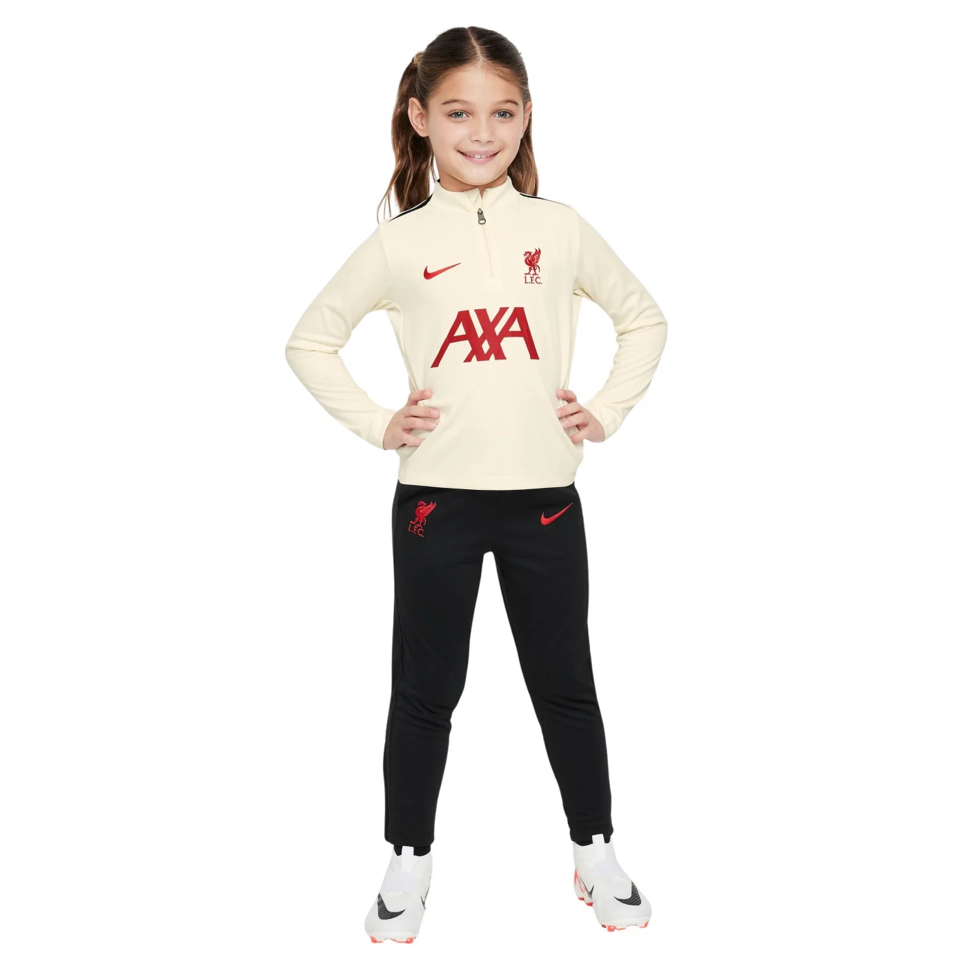 Nike Liverpool Academy Pro Trainingspak 1/4-Zip 2024-2025 Kleuters Gebroken Wit Zwart Rood