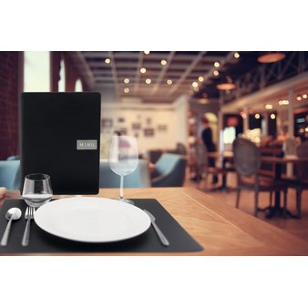 Set de table RAW, en cuir véritable, noir