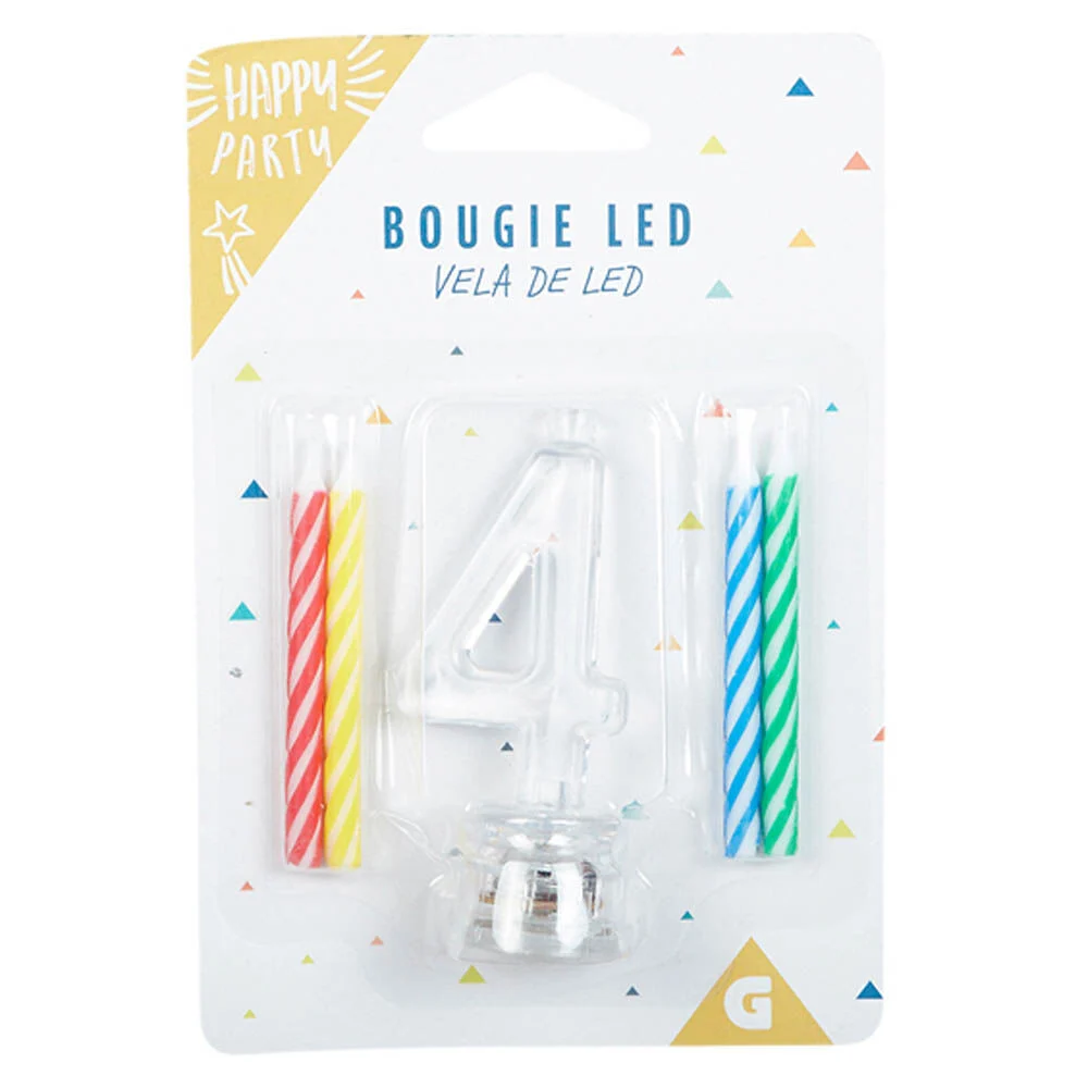 Bougie anniversaire lumineuse à led chiffre 4