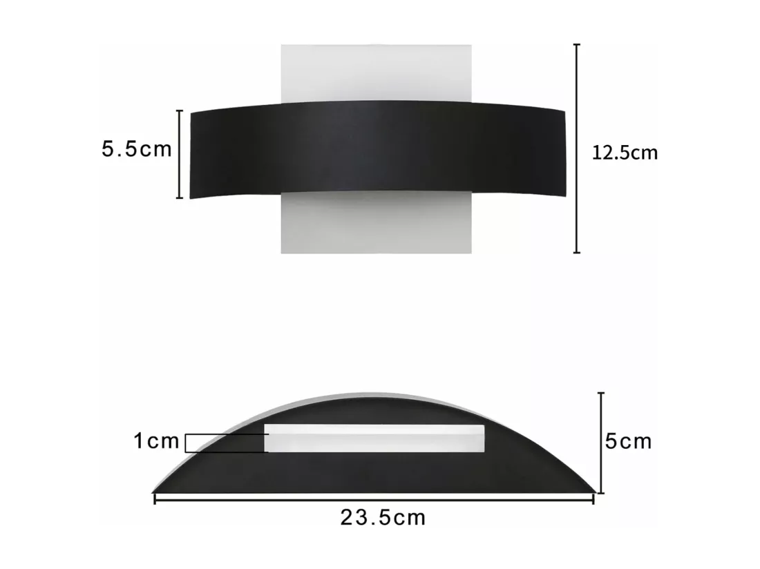 NETTLIFE Applique murale LED pour intérieur, salon, couloir, 23,5CM, chambre à coucher, lampe de lit en acrylique, blanc chaud 3000K, 7W