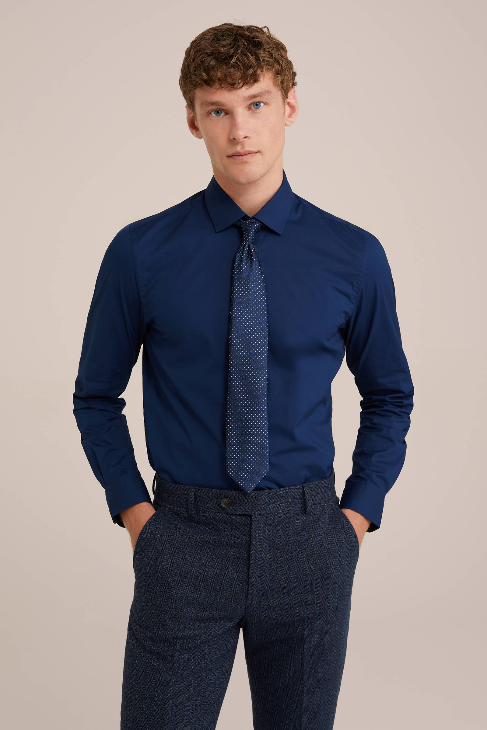 WE Fashion stropdas Onno donkerblauw