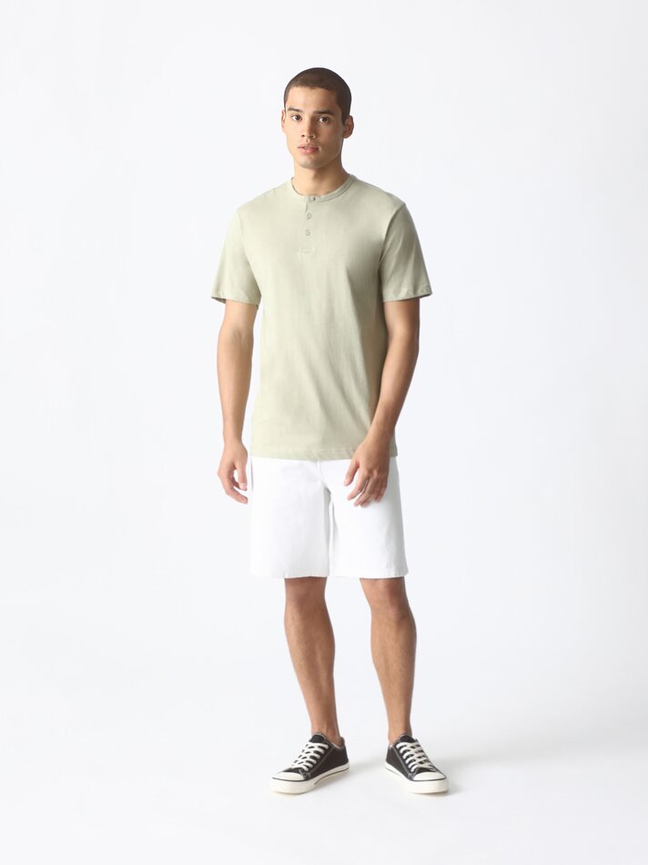 Camiseta com gola Baker - Verde Médio
