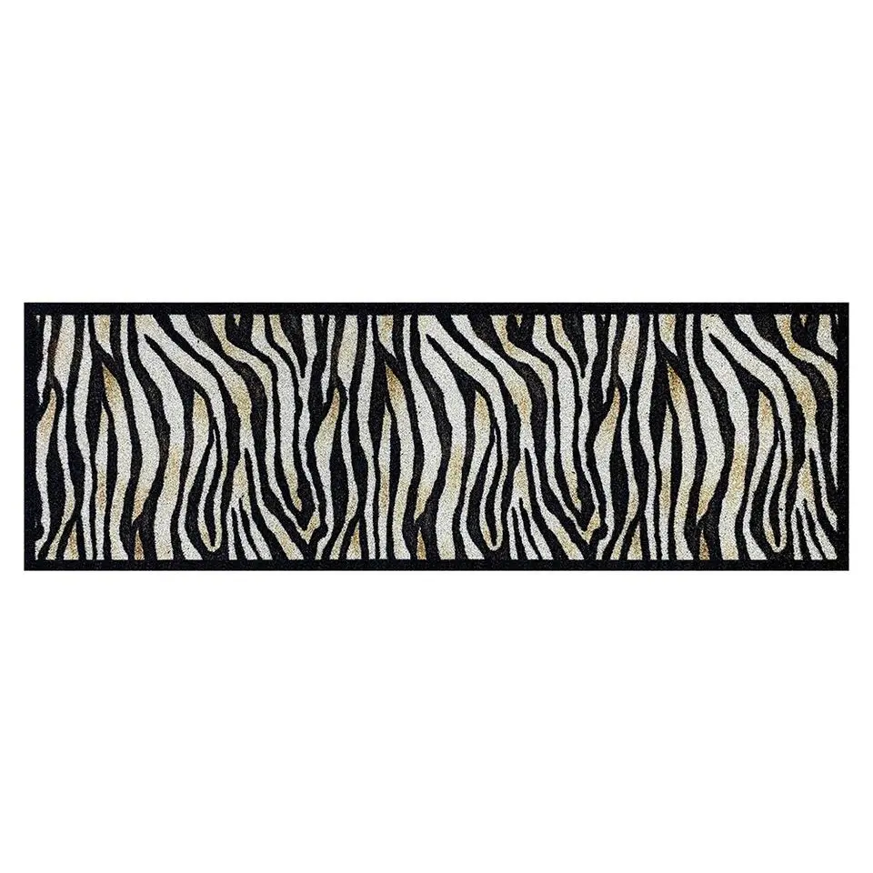 Deurmat Zebra antraciet/beige - 50x150 cm