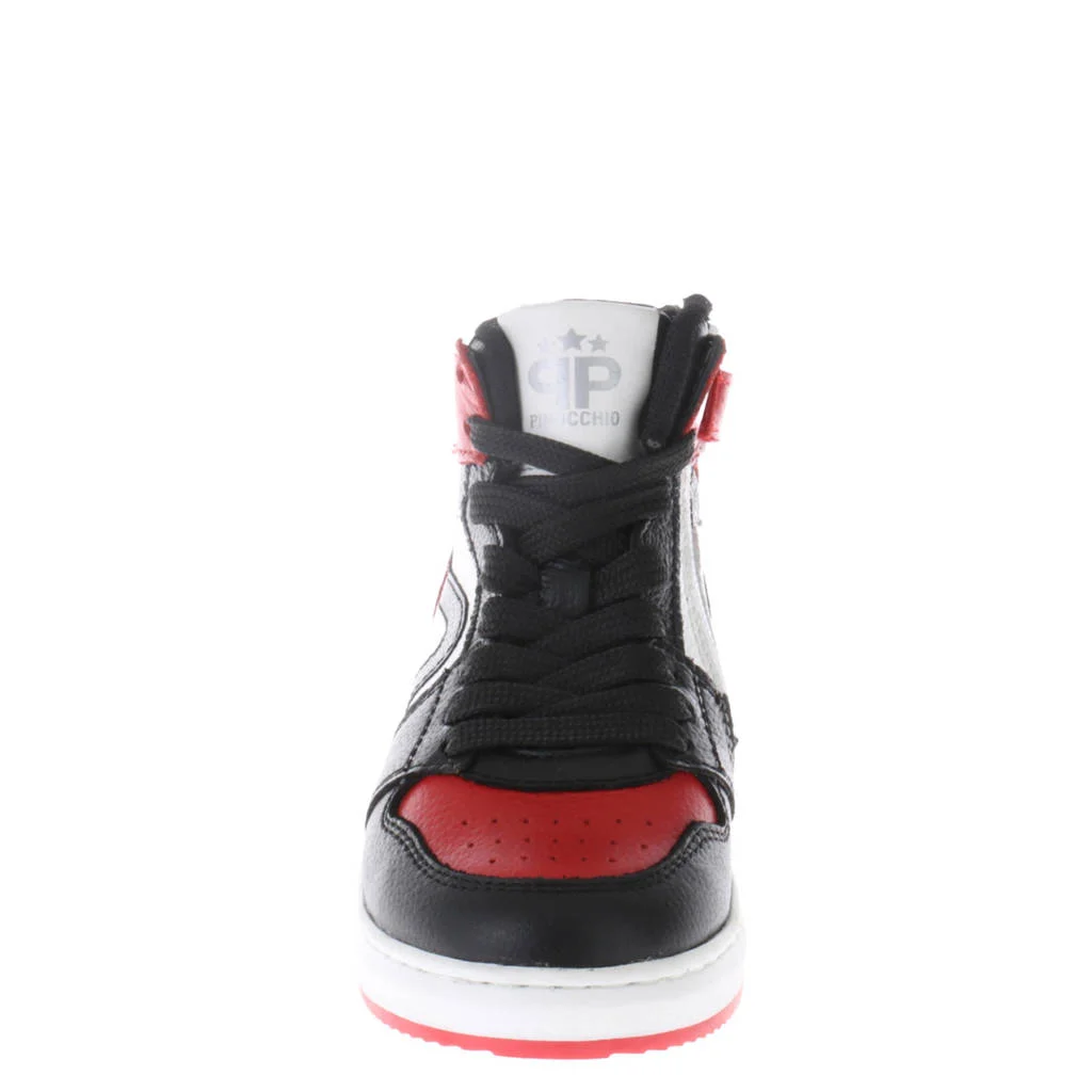 Hip leren sneakers rood/zwart/wit