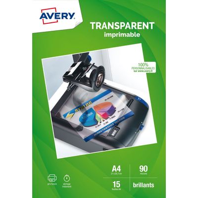 Avery - Films transparents pour rétroprojecteur - A4 - 15 feuilles - impression jet d'encre