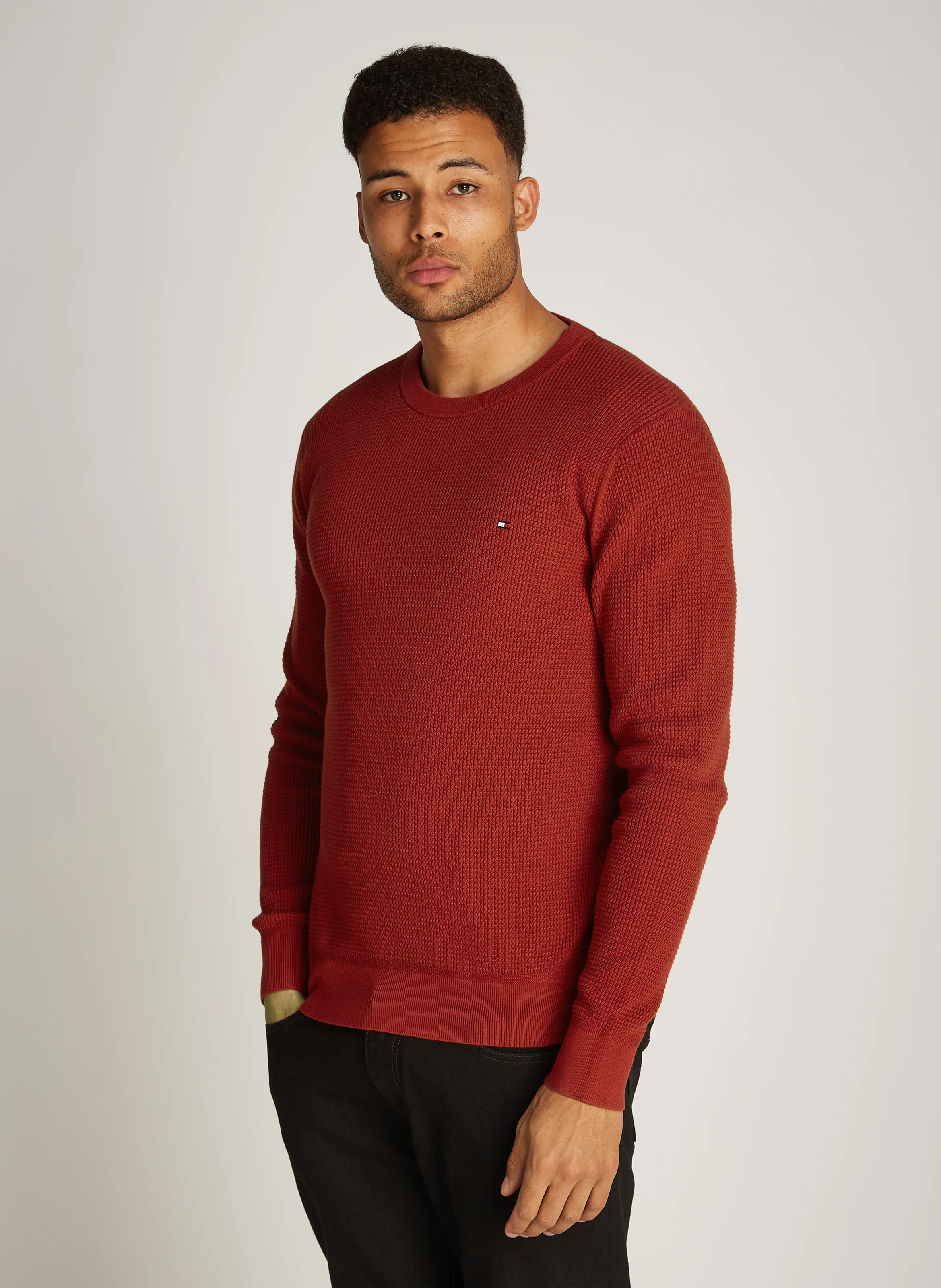 Pull col rond en coton organique | Rouge