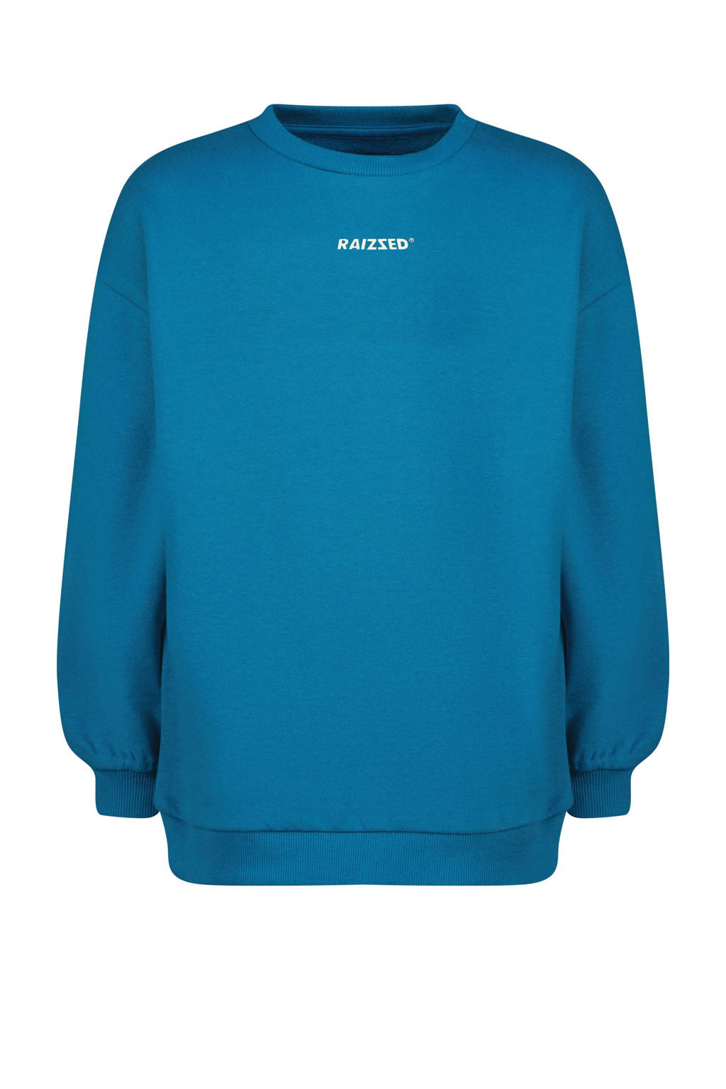Raizzed sweater Neva met backprint helderblauw