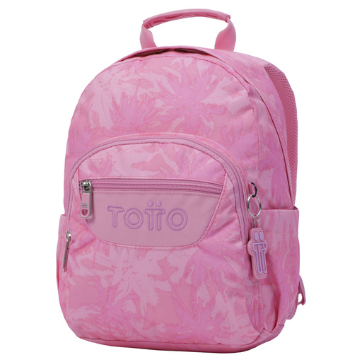 Mochila Escolar Totto Rosa com Estampa de Palmeiras (Tempera)