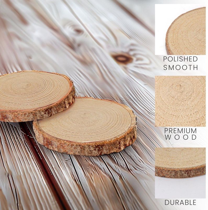 Houten Schijven - 50 Stuks - 6-7 cm Diameter - Natuurlijke Hout - Voor Kunst en Decoratie