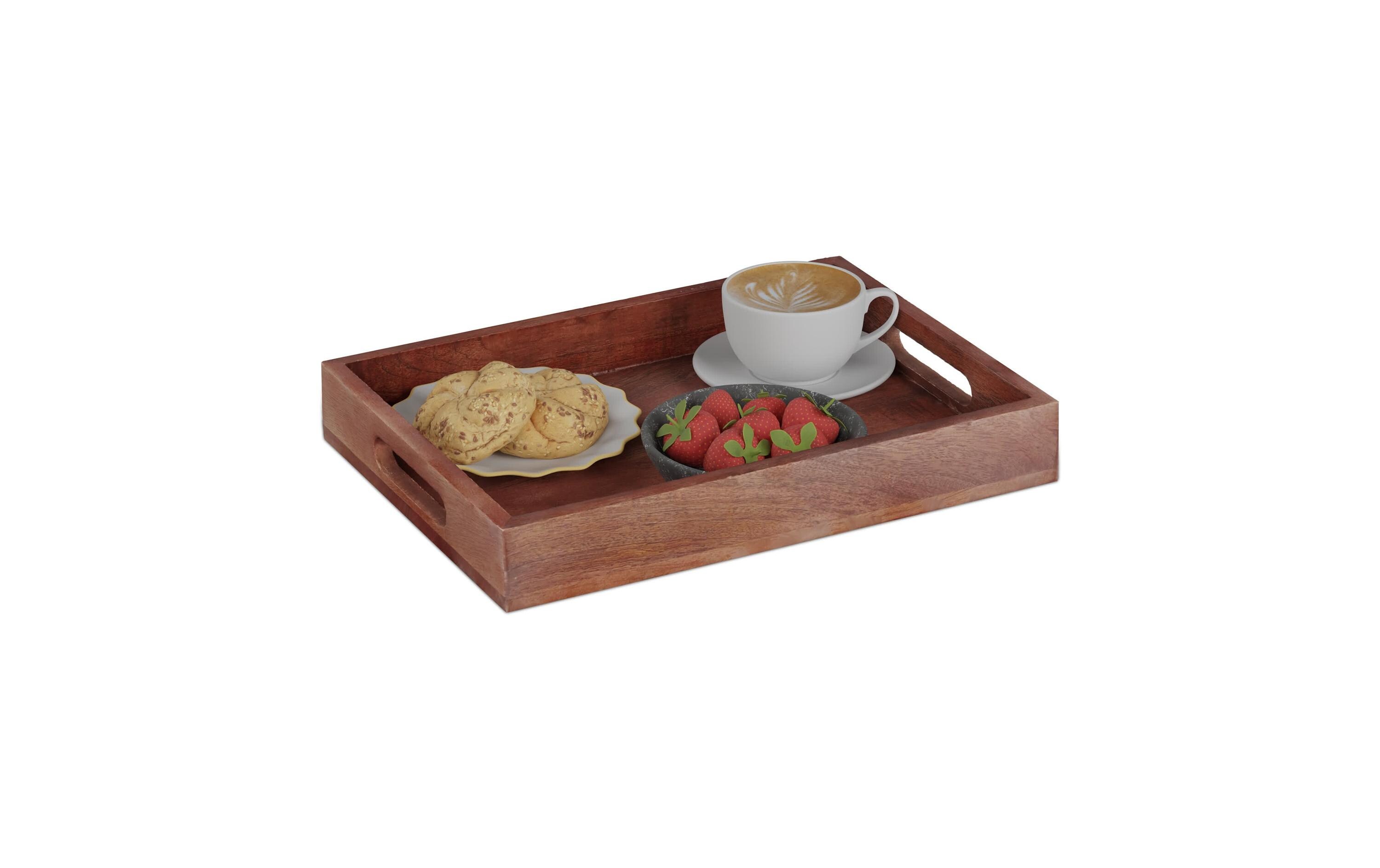 Serviertablett Mangoholz Braun, 26 x 36 cmFrühstückstablett für Speisen und Getränke