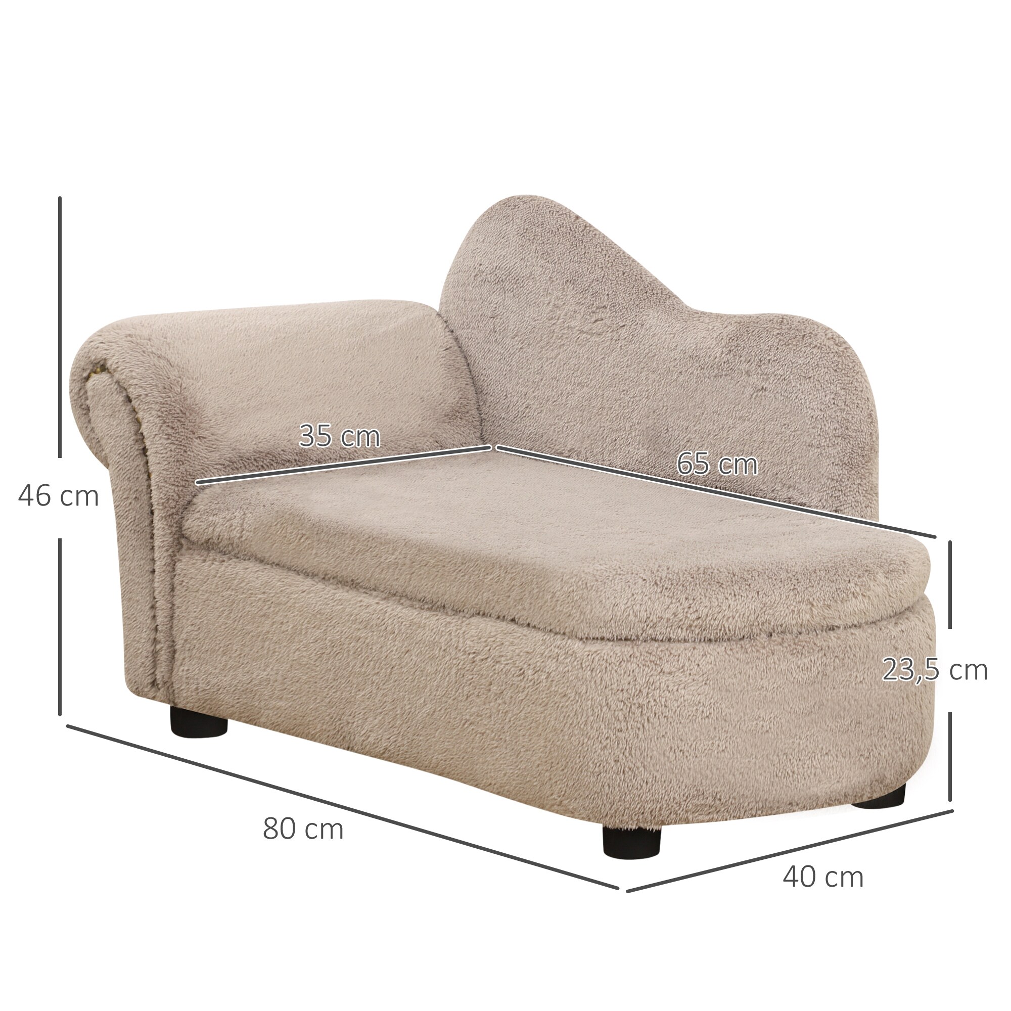 PawHut Hundesofa mit erhöhtem Design beige 80L x 40B x 46H cm