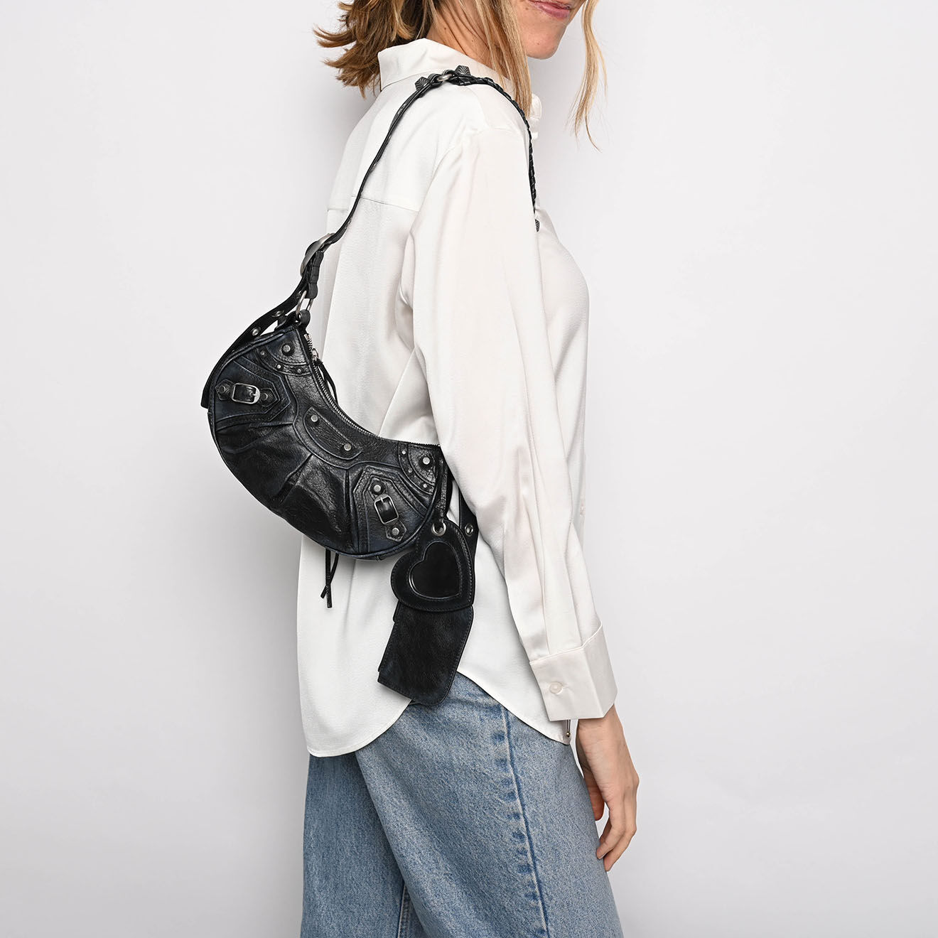 Balenciaga Sac porté épaule Le Cagole en Cuir gris - Très bon état - L.25 cm