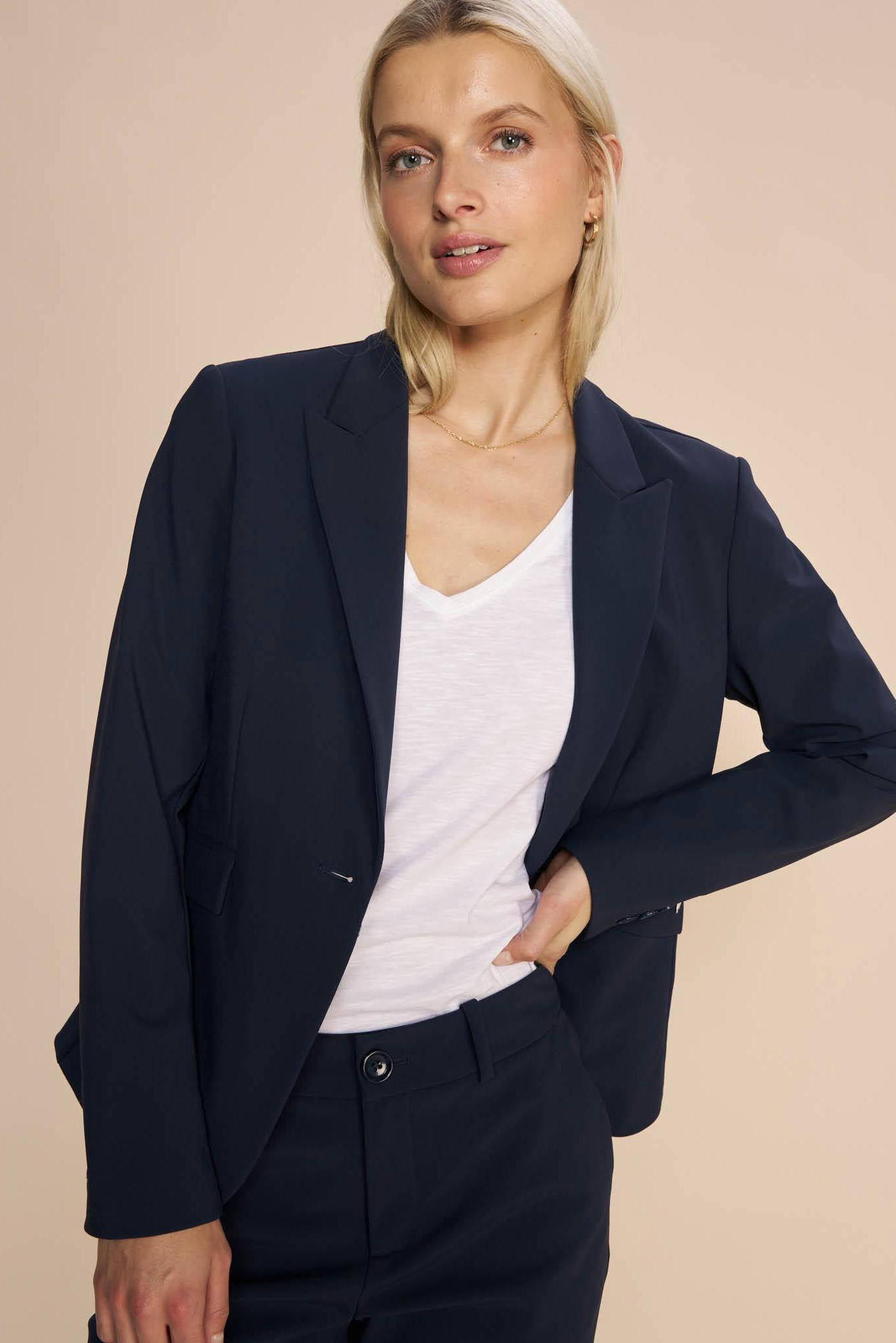Mos Mosh rechtvallende blazer MMBlake donkerblauw
