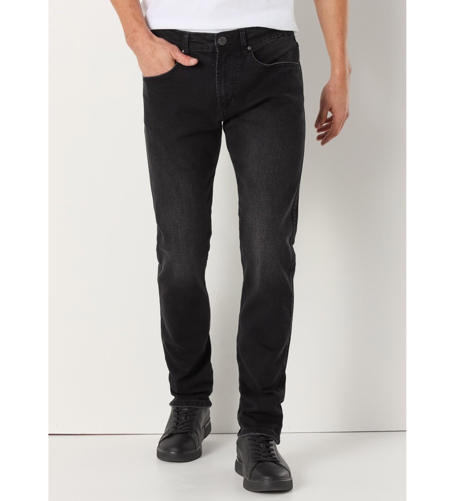 Calça jeans Lois Regular de cintura média preta