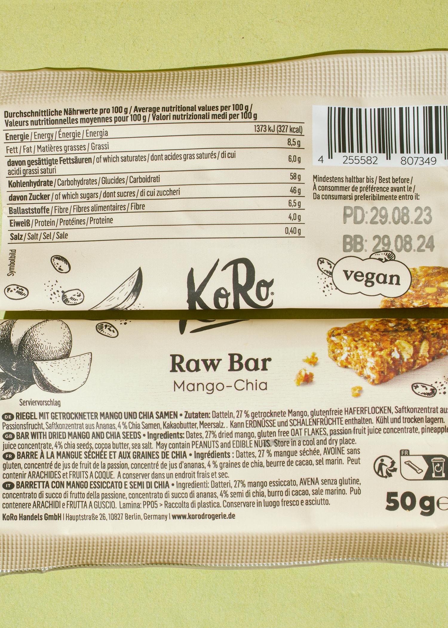 Raw Bar Mango-Chia 50 g