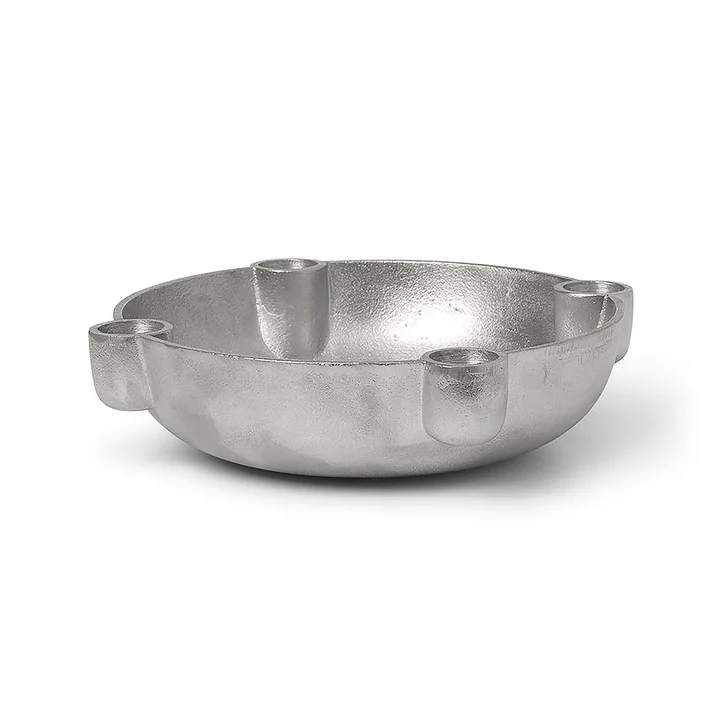 Ferm Living - Bowl Aluminium Kerzenständer, silber
