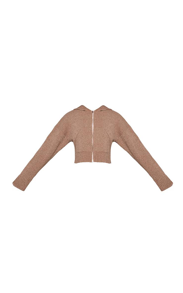 Taupe Sweat À Casynthétiqueche Zippé En Maille Bouclée Taupe
