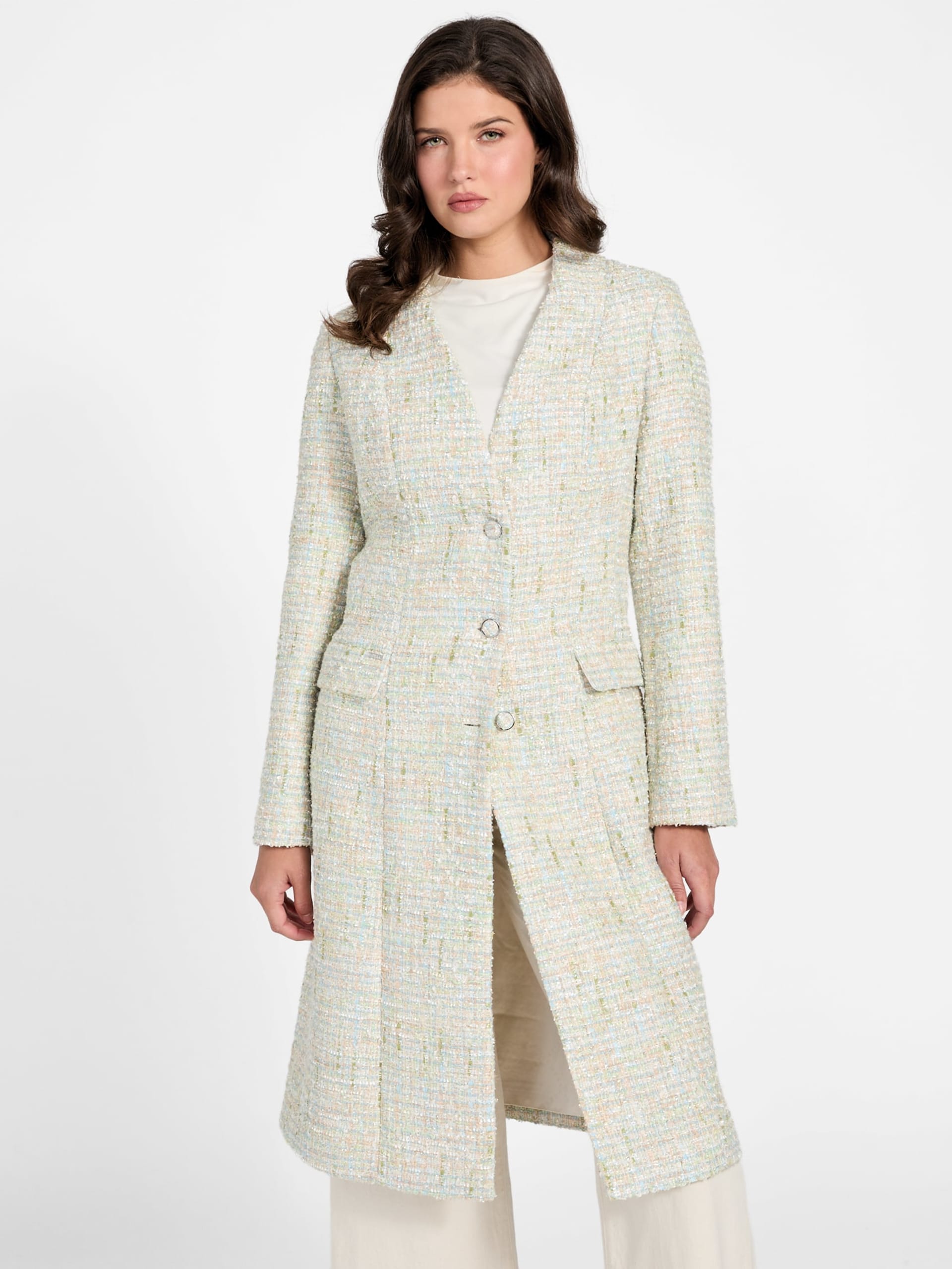 Casaco comprido de tweed