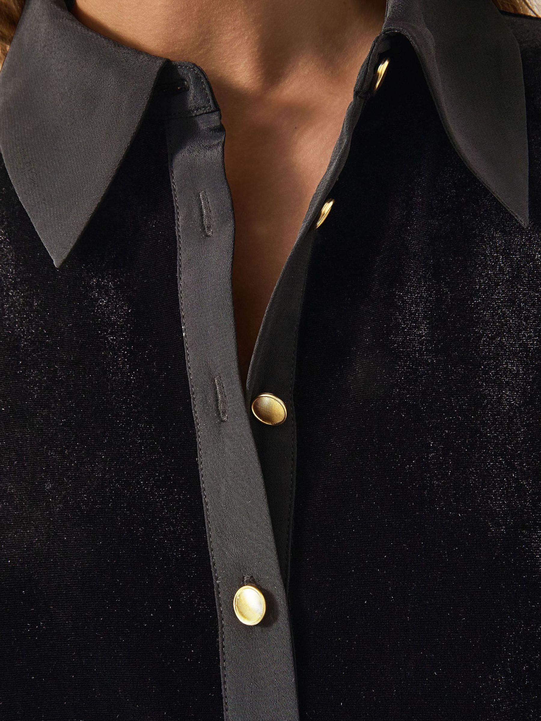 Monsoon Clay Collar Stretch Velvet Blouse