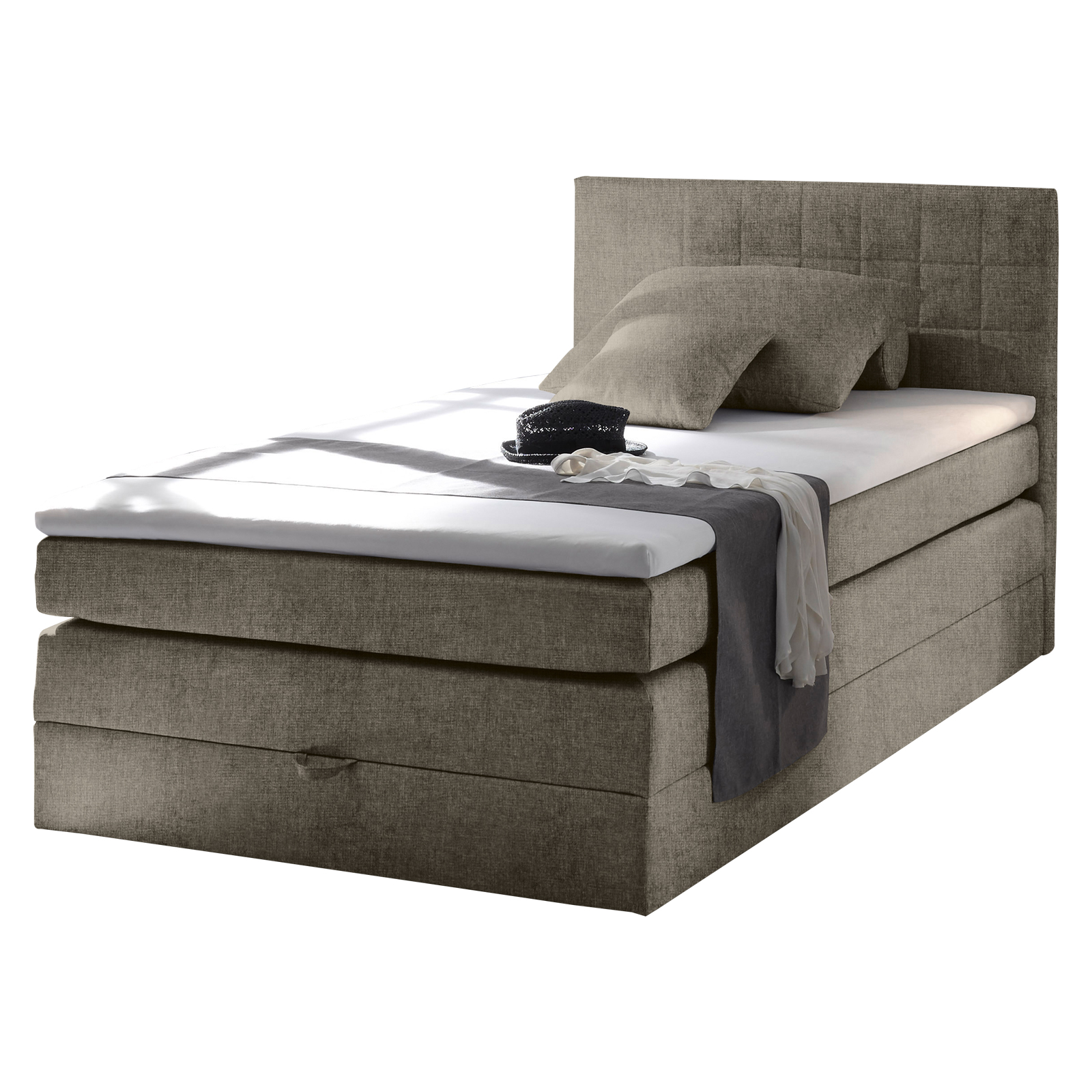 Boxspringbett - schlamm - H2 - Webstoff - 140x200 cm