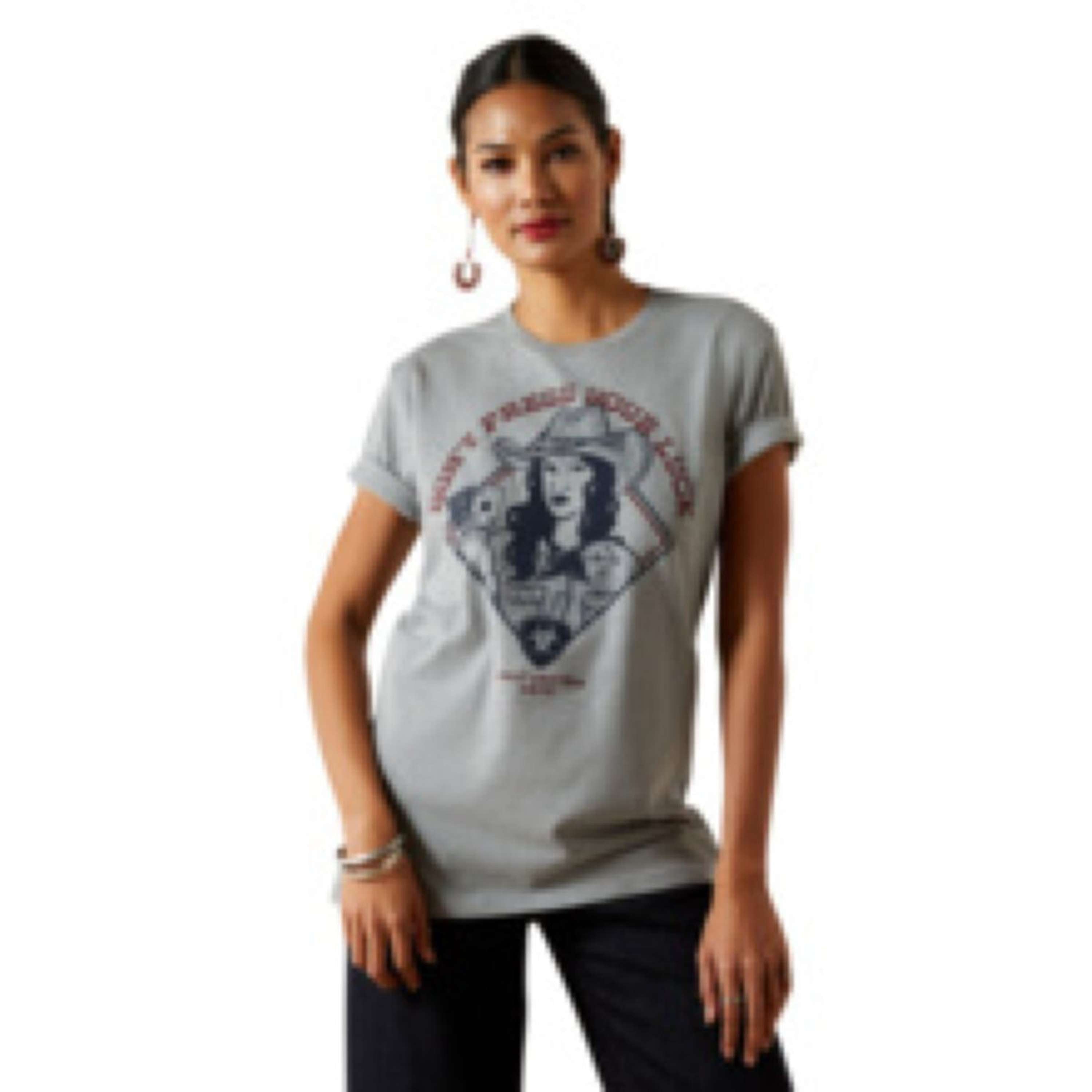 Ariat T-Shirt Don't Press Your Luck Dames Ice Blue