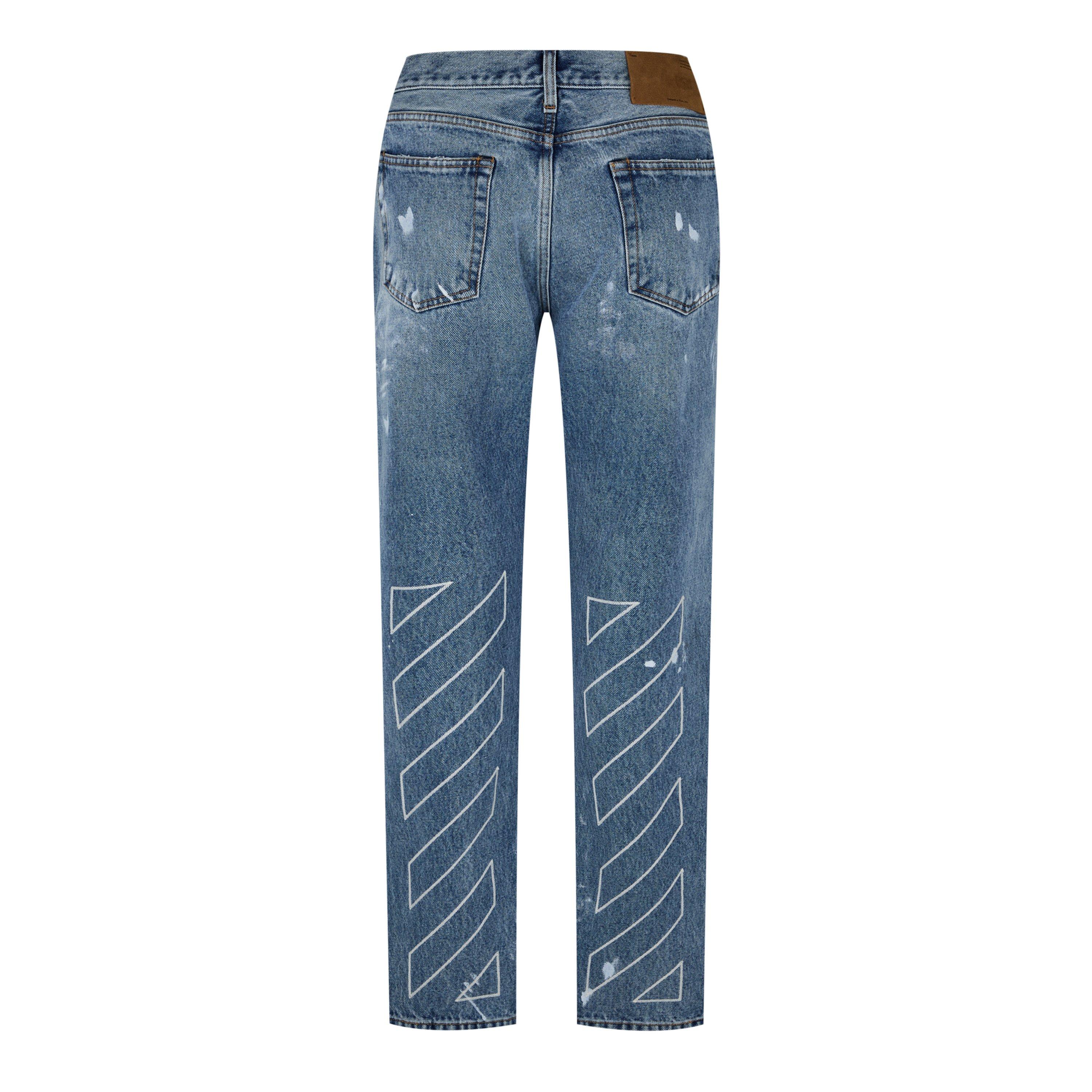 Off White Distressed Diag Jeans