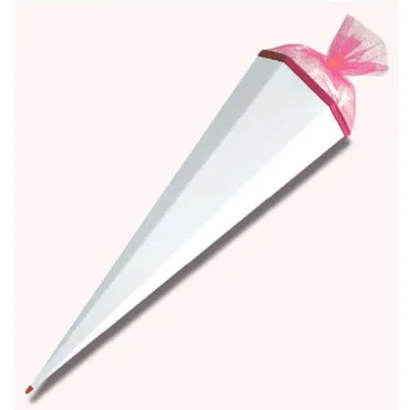 Roth Bastelschultüte 85 cm weiß mit farbigem Verschluss Verschluss pink