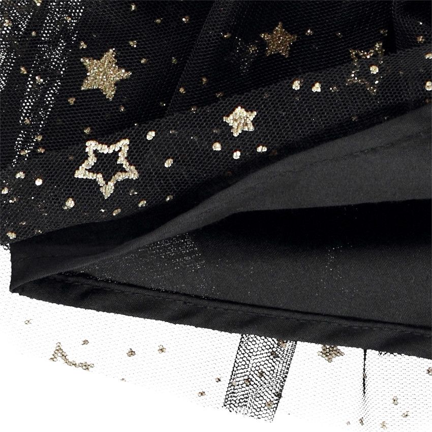 Jupe courte en tulle imprimé étoiles pour bébé fille - Noir