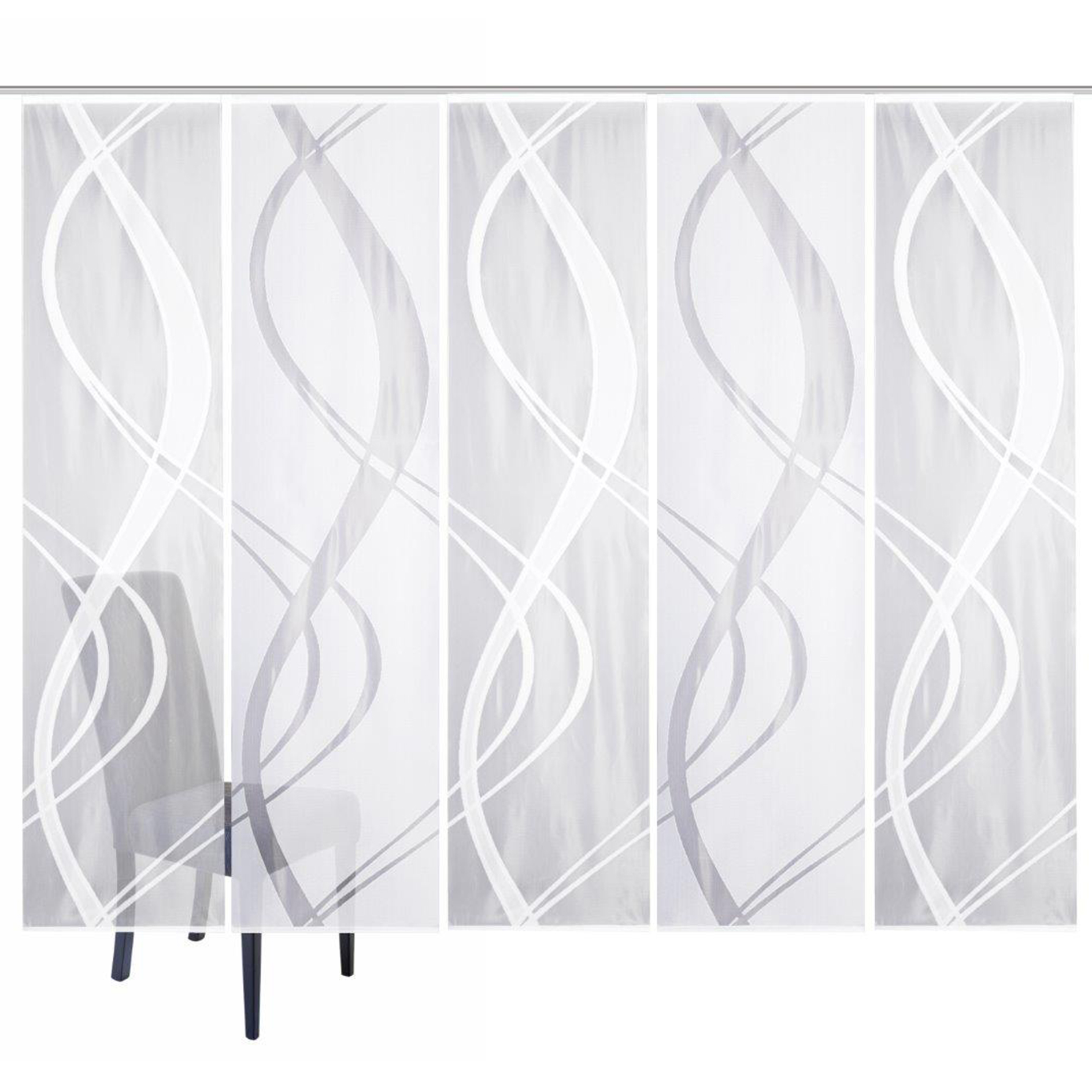 5-teiliges Schiebevorhang-Set TIBASO - transparent-weiß - je 57x225 cm