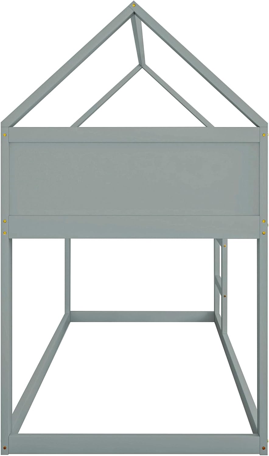 okwish Hochbett für 2 Kinder 90 x 200cm, Kinderbett Baumhaus mit Treppe und Massivholzrahmen, Hausbett, Grau(Ohne Matratze)