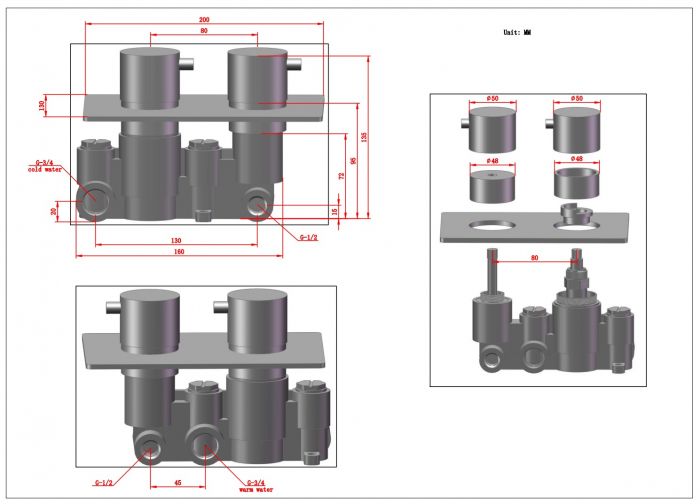 Saniclear Cube inbouw regendouche met inbouw douchekop 30x30cm RVS