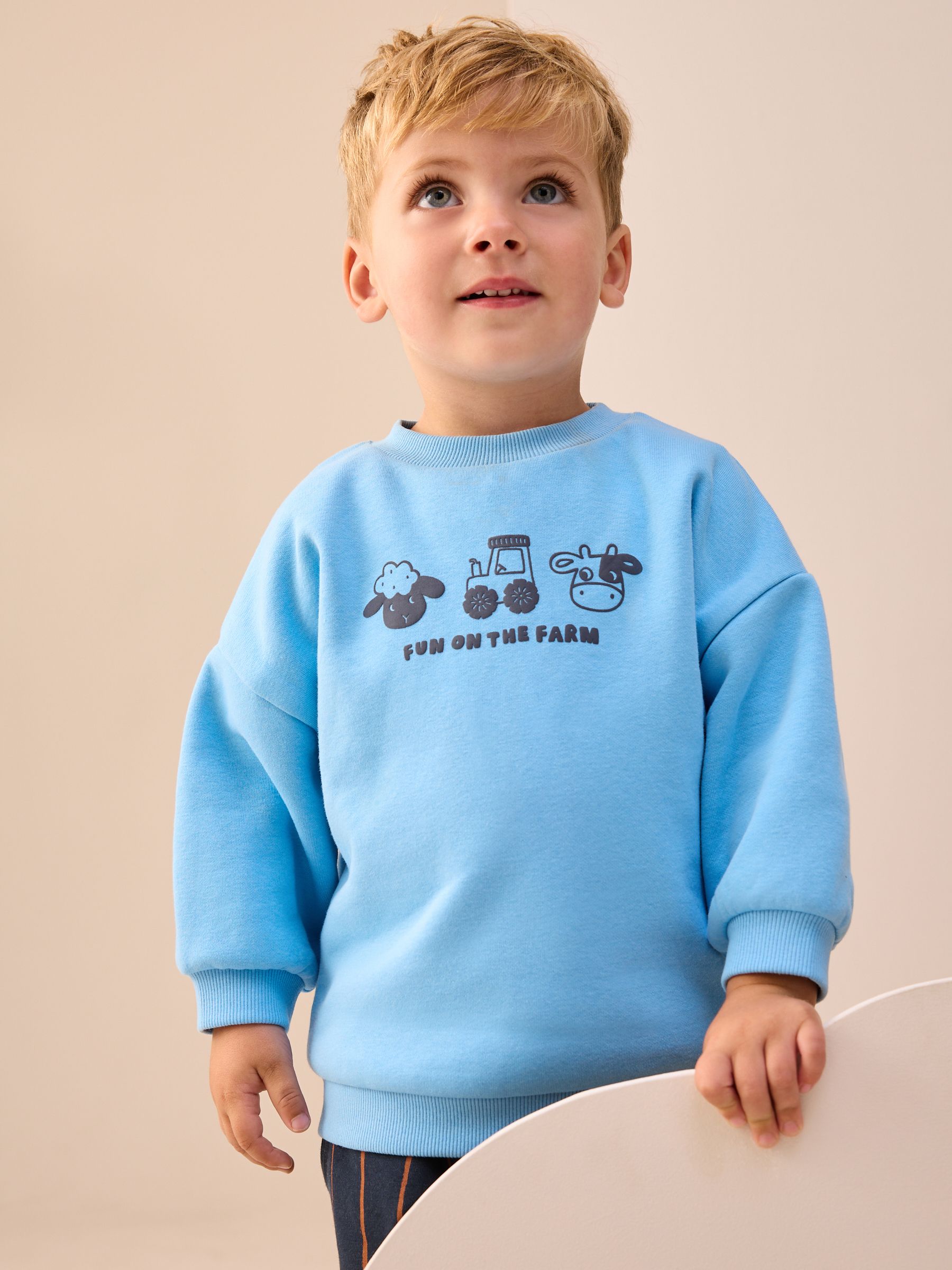Blauw boerderijdier - Set met sweatshirt en joggingbroek met strepen (3mnd-7jr)