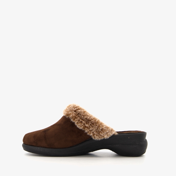 Blenzo dames pantoffels bruin met imitatiebont