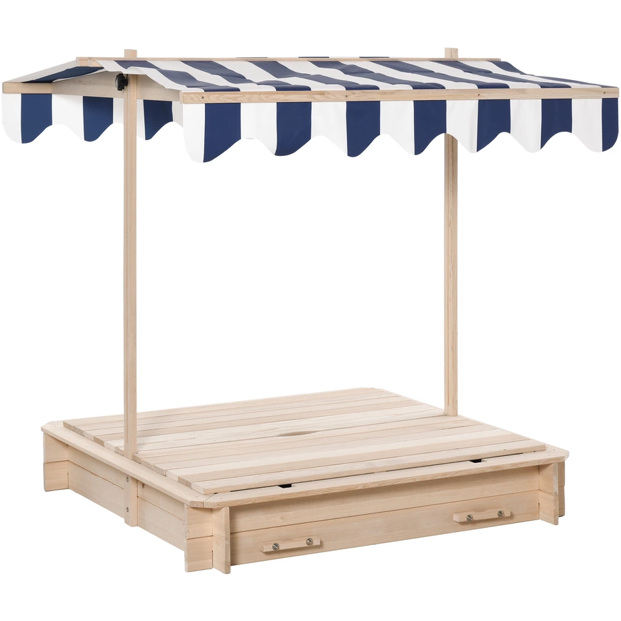 Outsunny Sandkasten mit verstellbarem Dach natur