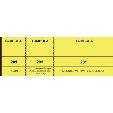 Bloc 'Tombola', 50 x 150 mm, jaune canari