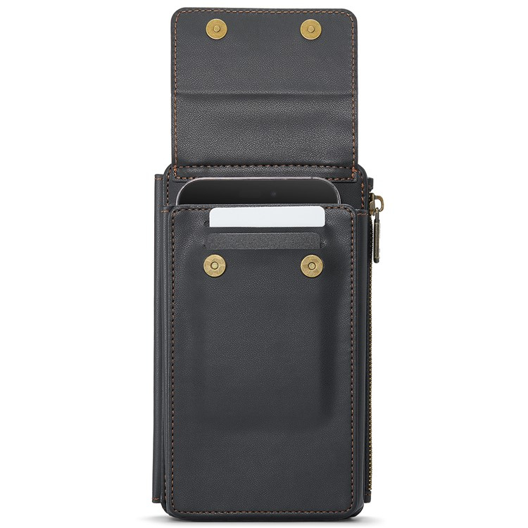 (17x10x3cm) Universal Handy Leder Umhängetasche Portemonnaie Fashion Crossbody Bag (RFID Schutz) - Schwarz
