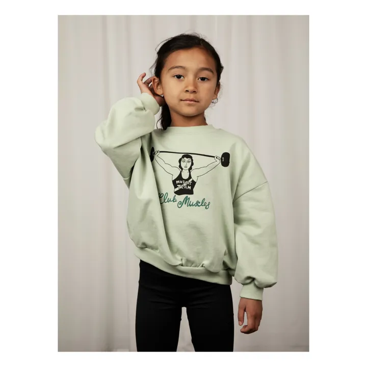 Mini Rodini Sweat Club Muscle Coton Bio | Vert amande