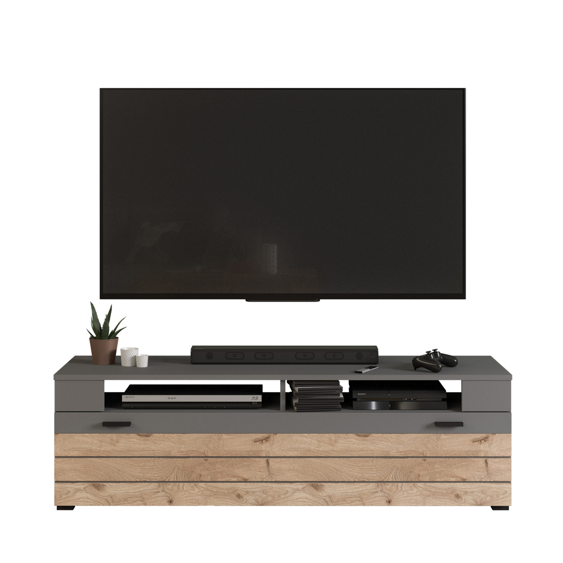 Lowboard FRENO - grau - Nox Oak - 140 cm