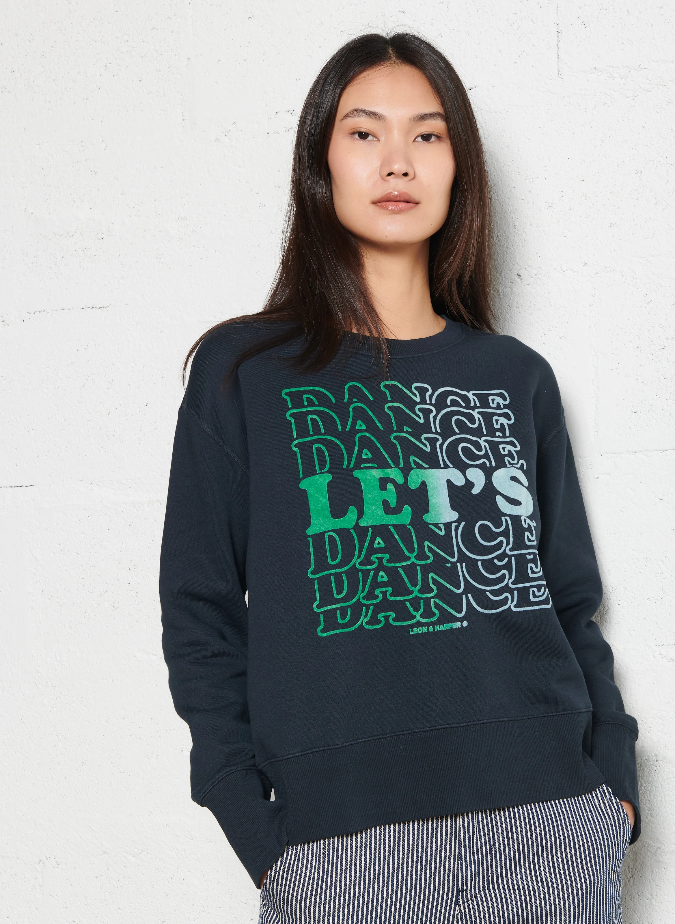 SORBET - Sweat droit col rond en coton bio mélangé | Noir