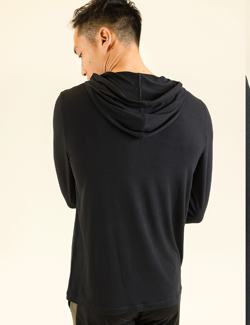 HBT BASICS | PABLO T-SHIRT MANCHES LONGUES HOMME CAPUCHE NOIR