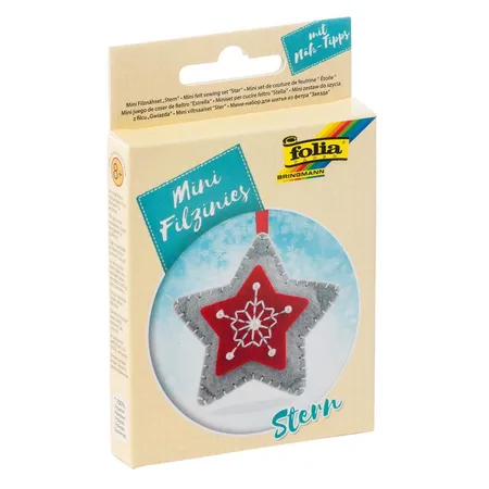 Folia Filz Nähset für Kinder-Mini Filzinie, Anhänger Stern, 9 teilig