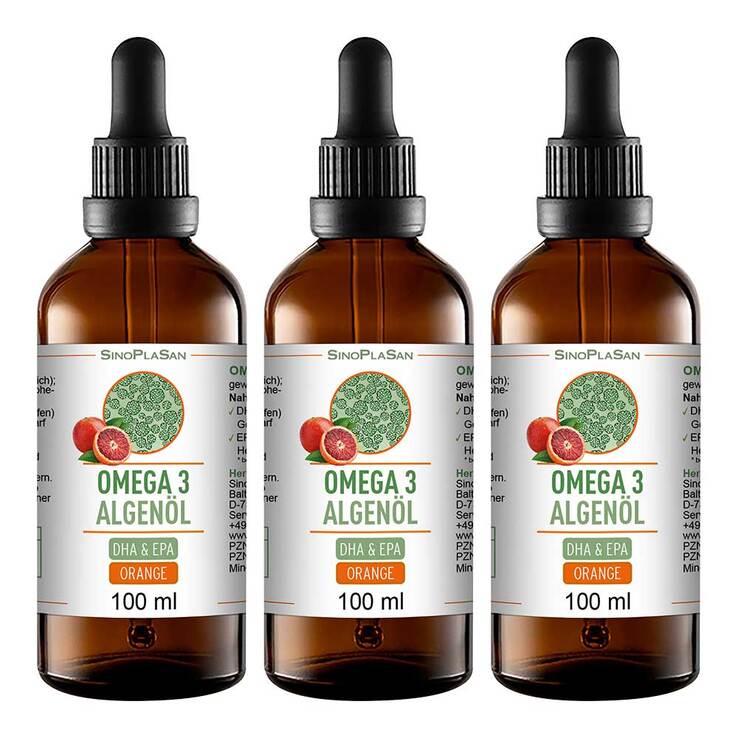 Omega-3 Algenöl DHA & EPA, 3x100 ml