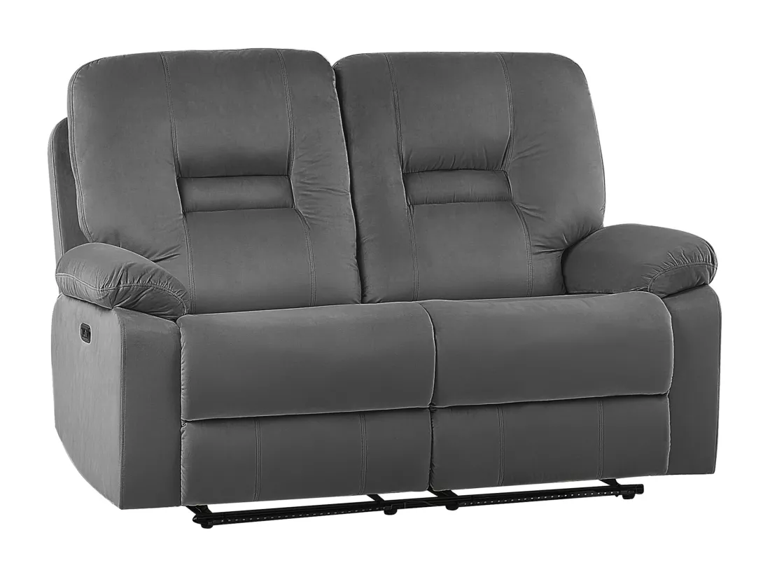 Canapé inclinable LED 2 places en velours gris foncé BERGEN
